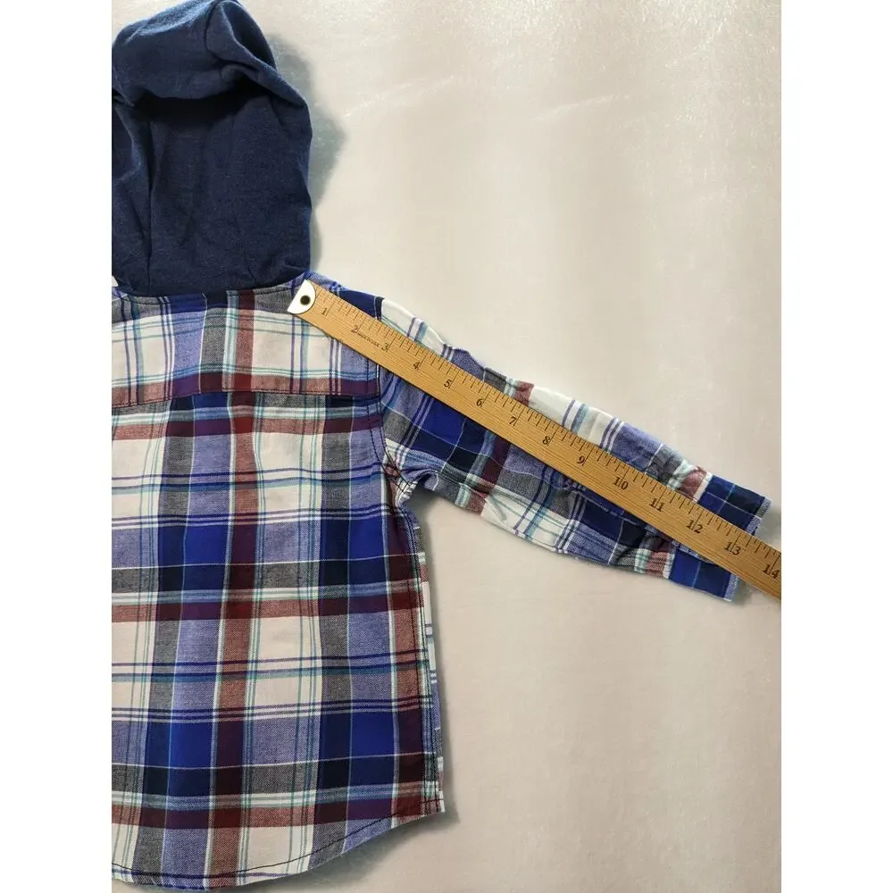 NWT Carter's Baby Boy 18 months Plaid Hooded‎ Button-Front Shirt Stylish Toddler